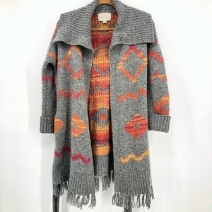 🎈Hinge Orange and Gray Tribal Weave Cardigan XS/S